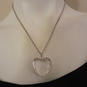 Necklace - Crystal Heart Pendant on 18" Silver Chain